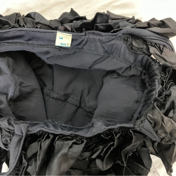 Vintage black ruffle bodycon bandage dress midi cocktail party frilly tiered - Picture 7 of 9